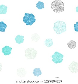 Light Blue, Green vector seamless natural artwork with flowers. Brand new colored illustration with flowers. Design for wallpaper, fabric makers.