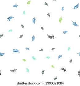 Light Blue, Green vector seamless natural artwork with leaves. New colorful illustration in doodle style with leaves. Pattern for design of fabric, wallpapers.