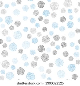 Light Blue, Green vector seamless abstract design with flowers. Colorful illustration in doodle style with flowers. Texture for window blinds, curtains.