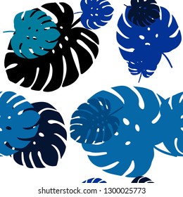Light Blue, Green vector seamless abstract pattern with leaves. Colorful abstract illustration with leaves in doodle style. Template for business cards, websites.