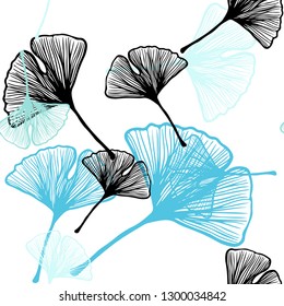 Light Blue, Green vector seamless natural backdrop with leaves. New colorful illustration in doodle style with leaves. Template for business cards, websites.