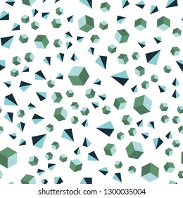 Light Blue, Green vector seamless, isometric background with triangles, cubes. Illustration with set of colorful triangles, squares. Design for wallpaper, fabric makers.
