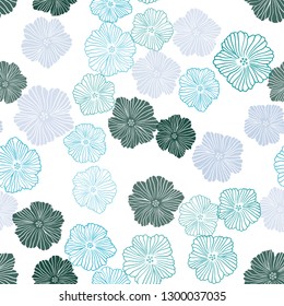 Light Blue, Green vector seamless abstract backdrop with flowers. Shining colored illustration with flowers. Pattern for trendy fabric, wallpapers.