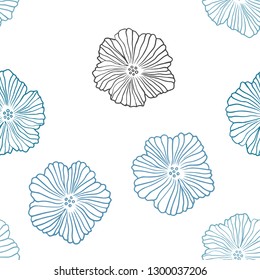 Light Blue, Green vector seamless doodle layout with flowers. Colorful illustration with flowers in doodle style. Pattern for design of fabric, wallpapers.