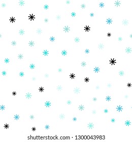 Light Blue, Green vector seamless pattern with christmas snowflakes. Colorful snowflakes with gradient on abstract background. Design for textile, fabric, wallpapers.