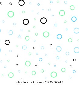 Light Blue, Green vector seamless backdrop with dots. Blurred decorative design in abstract style with bubbles. Pattern can be used for beautiful websites.