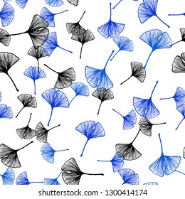 Light Blue, Green vector seamless abstract background with leaves. Glitter abstract illustration with doodles and leaves. Template for business cards, websites.