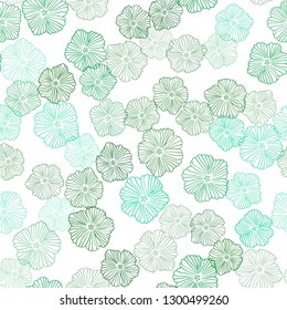 Light Blue, Green vector seamless doodle template with flowers. Colorful illustration in doodle style with flowers. Template for business cards, websites.