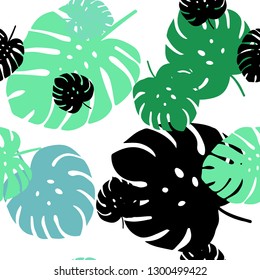 Light Blue, Green vector seamless elegant pattern with leaves. New colorful illustration in doodle style with leaves. Design for wallpaper, fabric makers.
