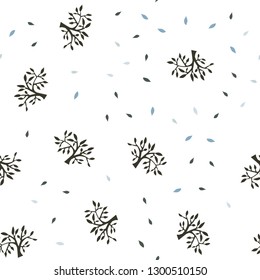Light Blue, Green vector seamless abstract design with leaves, branches. Colorful illustration in doodle style with leaves, branches. Texture for window blinds, curtains.