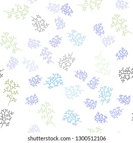 Light Blue, Green vector seamless abstract pattern with branches. Creative illustration in blurred style with leaves, branches. Texture for window blinds, curtains.