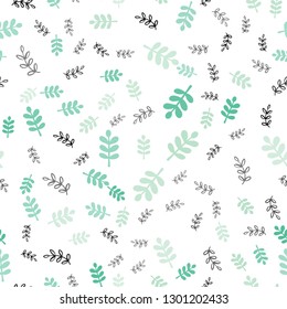 Light Blue, Green vector seamless abstract design with leaves, branches. Colorful illustration in doodle style with leaves, branches. Pattern for design of fabric, wallpapers.