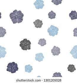 Light Blue, Green vector seamless doodle background with flowers. Abstract illustration with flowers in doodles style. Texture for window blinds, curtains.