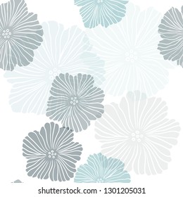 Light Blue, Green vector seamless abstract background with flowers. Illustration with colorful abstract doodle flowers. Template for business cards, websites.