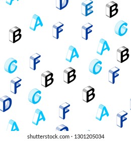 Light Blue, Green vector seamless template with 3D isolated letters. Abstract illustration with 3D ABC symbols. Pattern for trendy fabric, wallpapers.