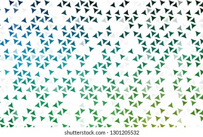 Light Blue, Green vector seamless backdrop with lines, triangles. Abstract gradient illustration with triangles. Pattern for design of window blinds, curtains.