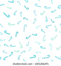 Light Blue, Green vector seamless background with tasty xmas sweets.