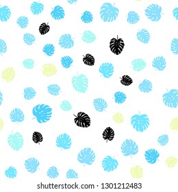 Light Blue, Green vector seamless natural pattern with leaves. Creative illustration in blurred style with leaves. Pattern for design of fabric, wallpapers.