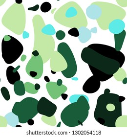Light Blue, Green vector seamless pattern with spheres. Blurred decorative design in abstract style with bubbles. Texture for window blinds, curtains.