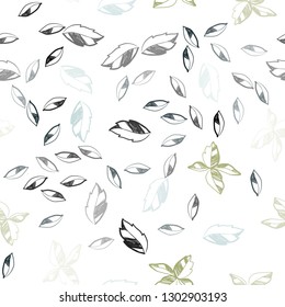Light Blue, Green vector seamless abstract design with leaves. New colorful illustration in doodle style with leaves. Template for business cards, websites.