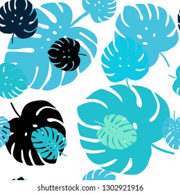 Light Blue, Green vector seamless elegant wallpaper with leaves. Brand new colored illustration in blurry style with leaves. Design for wallpaper, fabric makers.