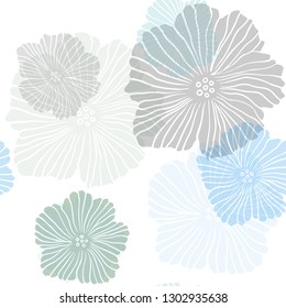 Light Blue, Green vector seamless doodle background with flowers. Shining colored illustration with flowers. Texture for window blinds, curtains.