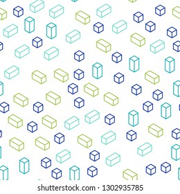 Light Blue, Green vector seamless, isometric background with rectangles. Beautiful illustration with rectangles and squares. Design for textile, fabric, wallpapers.
