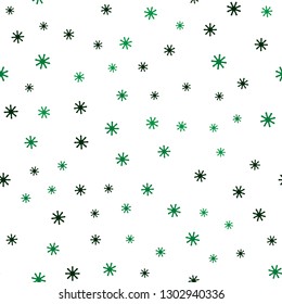 Light Blue, Green vector seamless layout with bright snowflakes. Colorful snowflakes with gradient on abstract background. Texture for window blinds, curtains.