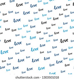 Light Blue, Green vector seamless cover with quote LOVE YOU. Illustration with phrase LOVE YOU for valentine's day. Design for wallpaper, fabric makers.