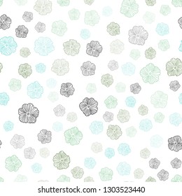 Light Blue, Green vector seamless doodle layout with flowers. Brand new colored illustration with flowers. Pattern for trendy fabric, wallpapers.
