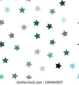 Light Blue, Green vector seamless cover with small and big stars. Modern geometrical abstract illustration with stars. Best design for your ad, poster, banner.
