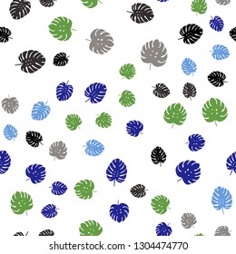 Light Blue, Green vector seamless natural background with leaves. New colorful illustration in doodle style with leaves. Design for textile, fabric, wallpapers.