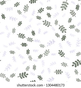Light Blue, Green vector seamless elegant template with leaves, branches. Illustration with doodles on abstract template. Pattern for design of fabric, wallpapers.