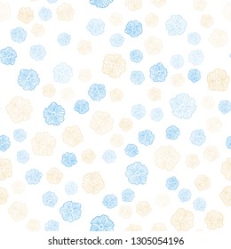 Light Blue, Green vector seamless elegant wallpaper with flowers. Colorful illustration in doodle style with flowers. Pattern for design of fabric, wallpapers.