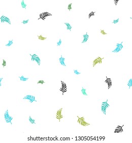 Light Blue, Green vector seamless doodle texture with leaves. Decorative illustration with doodles on abstract template. Pattern for trendy fabric, wallpapers.