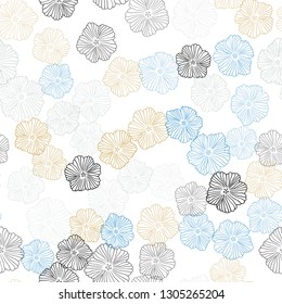 Light Blue, Green vector seamless natural backdrop with flowers. Doodle illustration of flowers in Origami style. Design for textile, fabric, wallpapers.