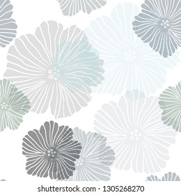 Light Blue, Green vector seamless natural background with flowers. Abstract illustration with flowers in doodles style. Pattern for trendy fabric, wallpapers.