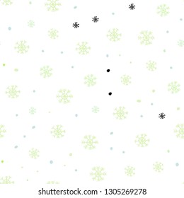 Light Blue, Green vector seamless template with ice snowflakes. Colorful snowflakes with gradient on abstract background. Template for business cards, websites.