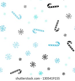 Light Blue, Green vector seamless layout with christmas sweet desserts.