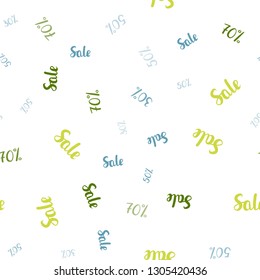 Light Blue, Green vector seamless template with 30, 50, 70% selling. Shining colorful illustration with isolated selling prices. Design for business ads, commercials.