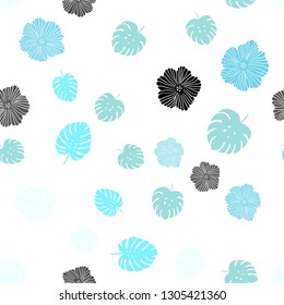 Light Blue, Green vector seamless natural backdrop with flowers, leaves. Creative illustration in blurred style with leaves, flowers. Design for wallpaper, fabric makers.