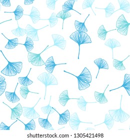Light Blue, Green vector seamless natural background with leaves. An elegant bright illustration with leaves in Natural style. Pattern for design of fabric, wallpapers.