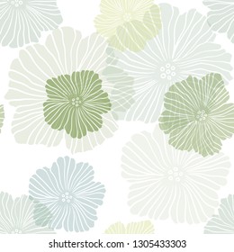 Light Blue, Green vector seamless doodle pattern with flowers. Glitter abstract illustration with flowers. Pattern for design of fabric, wallpapers.