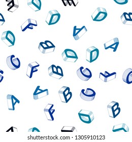 Light Blue, Green vector seamless texture with 3D ABC characters. Modern geometrical illustration with 3D ABC english symbols. Pattern for trendy fabric, wallpapers.