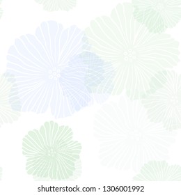 Light Blue, Green vector seamless abstract design with flowers. Illustration with colorful abstract doodle flowers. Pattern for trendy fabric, wallpapers.