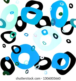 Light Blue, Green vector seamless texture with disks. Glitter abstract illustration with blurred drops of rain. Trendy design for wallpaper, fabric makers.