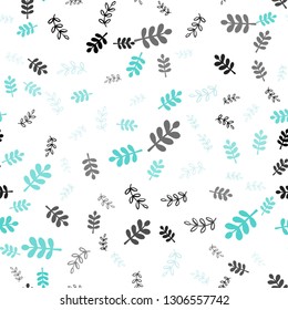 Light Blue, Green vector seamless elegant template with leaves, branches. Doodle illustration of leaves and branches in Origami style. Texture for window blinds, curtains.