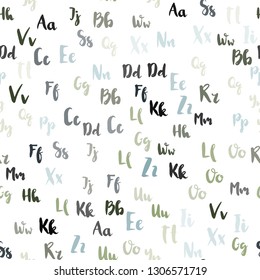 Light Blue, Green vector seamless texture with ABC characters. Modern geometrical illustration with ABC english symbols. Design for wallpaper, fabric makers.
