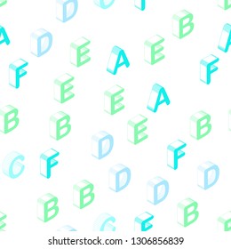 Light Blue, Green vector seamless texture with 3D ABC characters. Abstract illustration with colorful 3D latin alphabet. Pattern for trendy fabric, wallpapers.