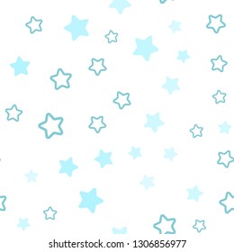 Light Blue, Green vector seamless template with sky stars. Stars on blurred abstract background with gradient. Design for wallpaper, fabric makers.